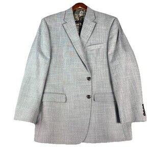 Ralph Lauren Chaps Blazer Men 46R Gray Classic Jacket Paisley Lined New